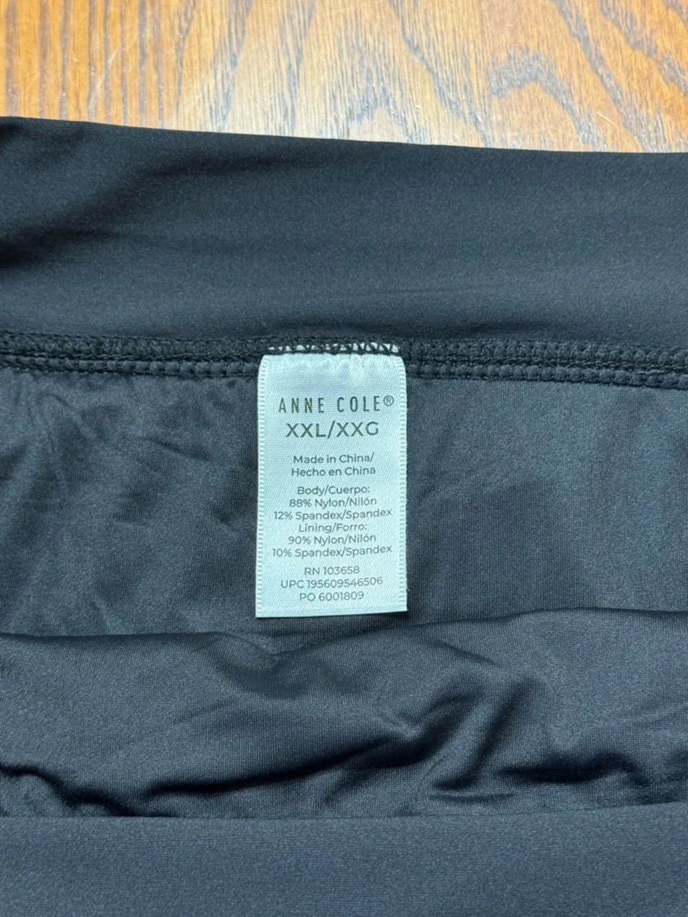 Anne Cole Swim Skirt Black Side Slit Size XXL New - Picture 9 of 13